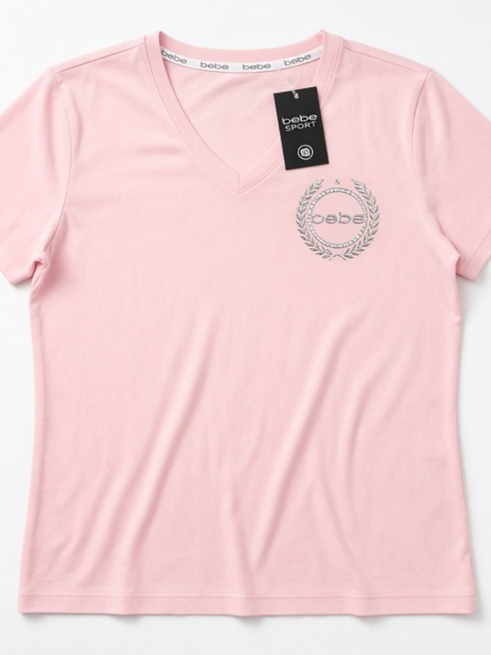 NWT bebe sport Tender Touch Yummy V-Neck Tee Pink M